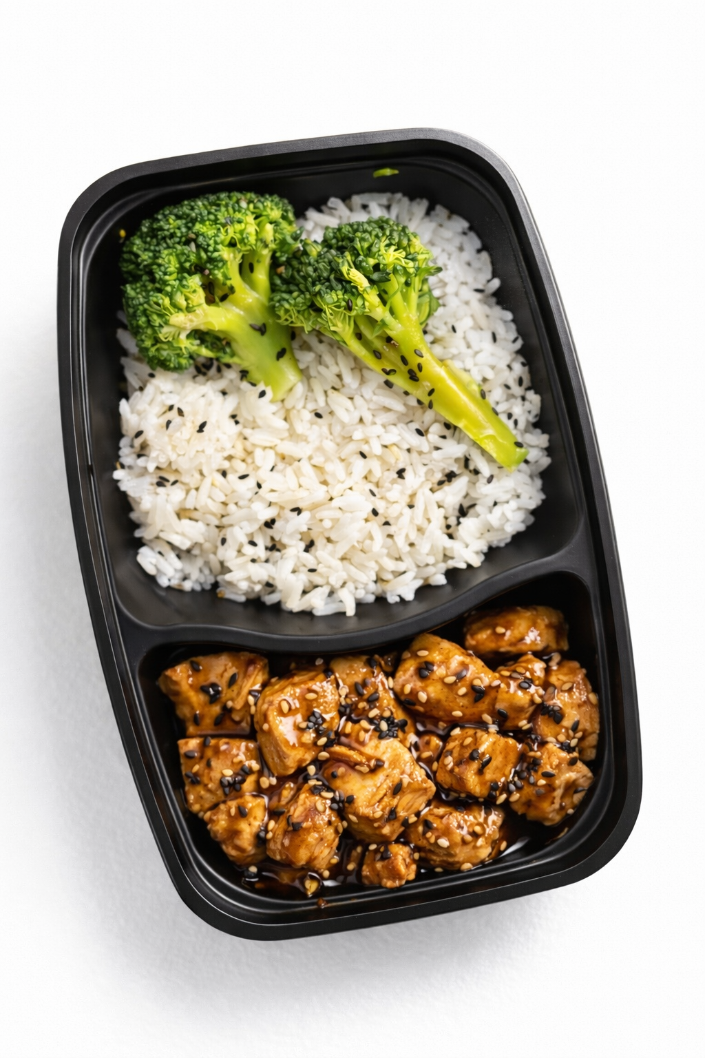 Healthy teriyaki chicken low sodium with rice and steamed broccolis 300 G